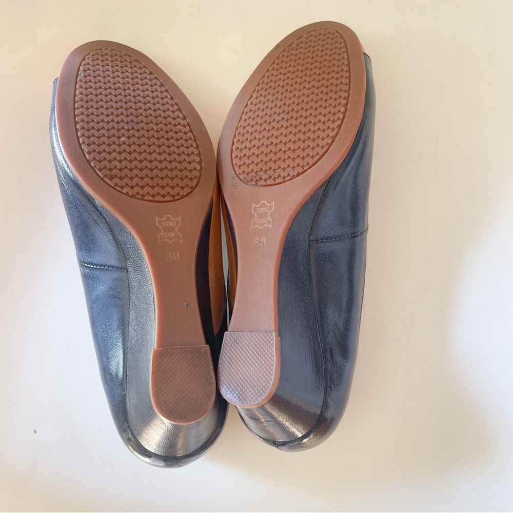 Mona Flying Leather Wedge Mid Heel Round Toe Classic - Picture 7 of 10